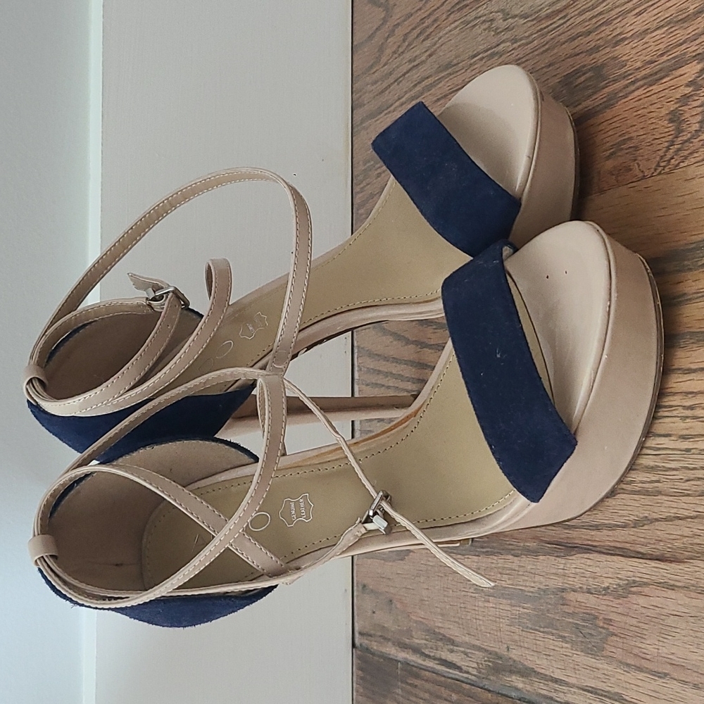 High Heel Stiletto Navy Beige Pumps